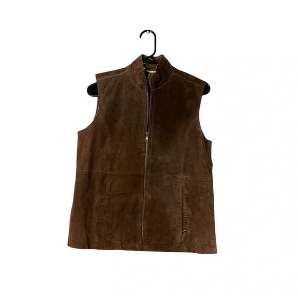Ruff Hewn Brown Suede Leather Zip up Vest Women's Size‎ Small - Picture 1 of 3